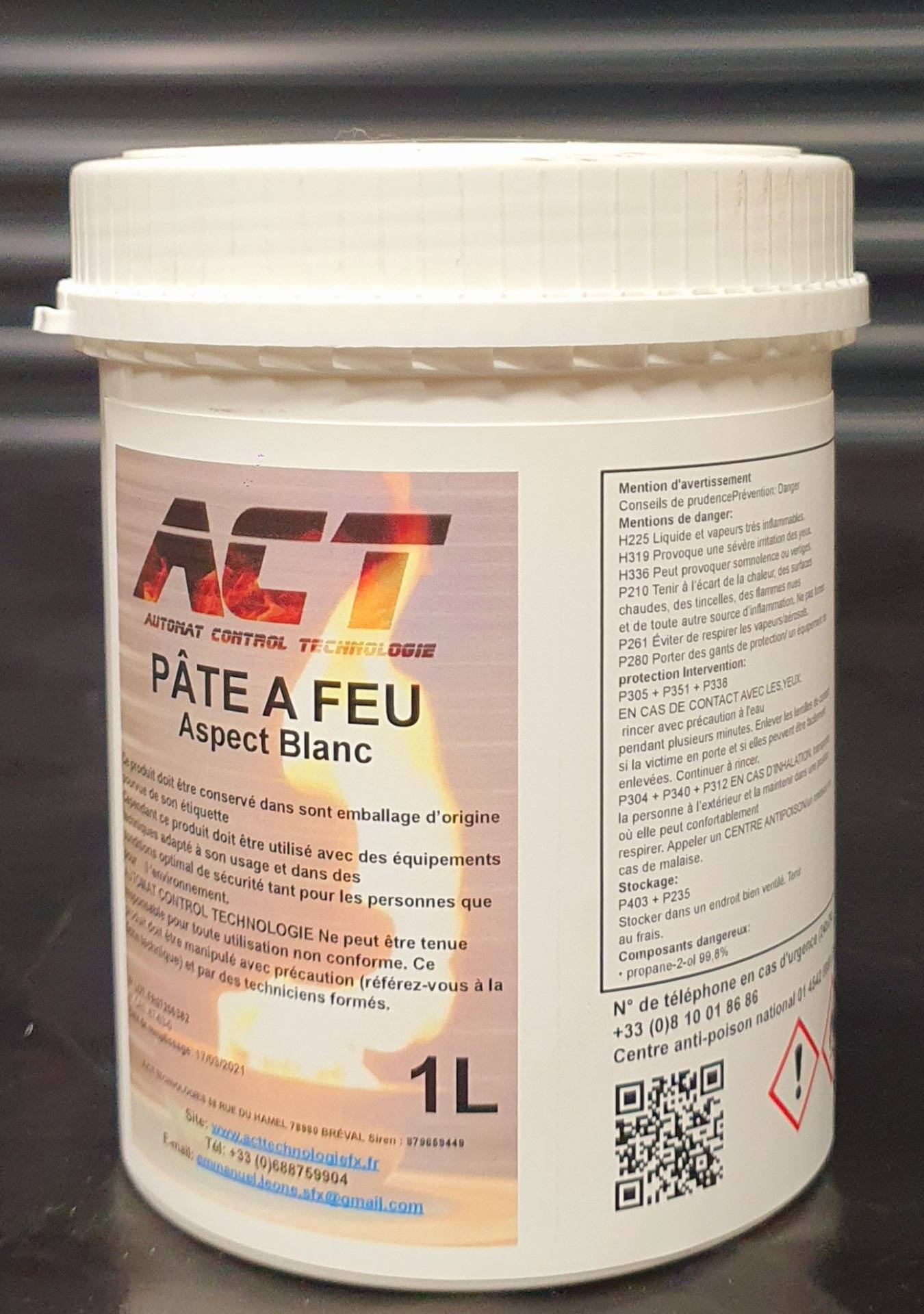 Pâte à feu aspect blanc 1 litre