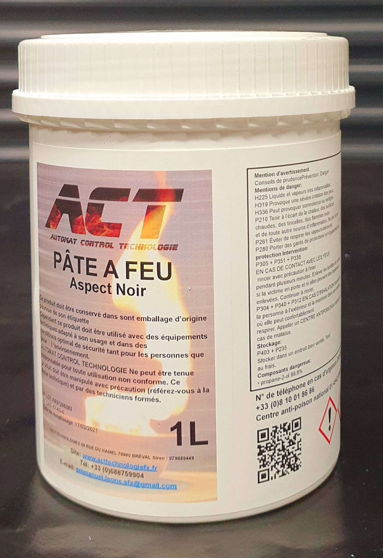 Pâte à feu aspect noir 1 litre