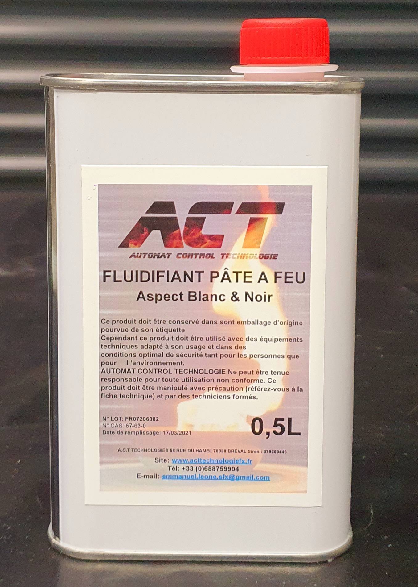 Fluidifiant pâte à feu blanc et noir 0,5 litres