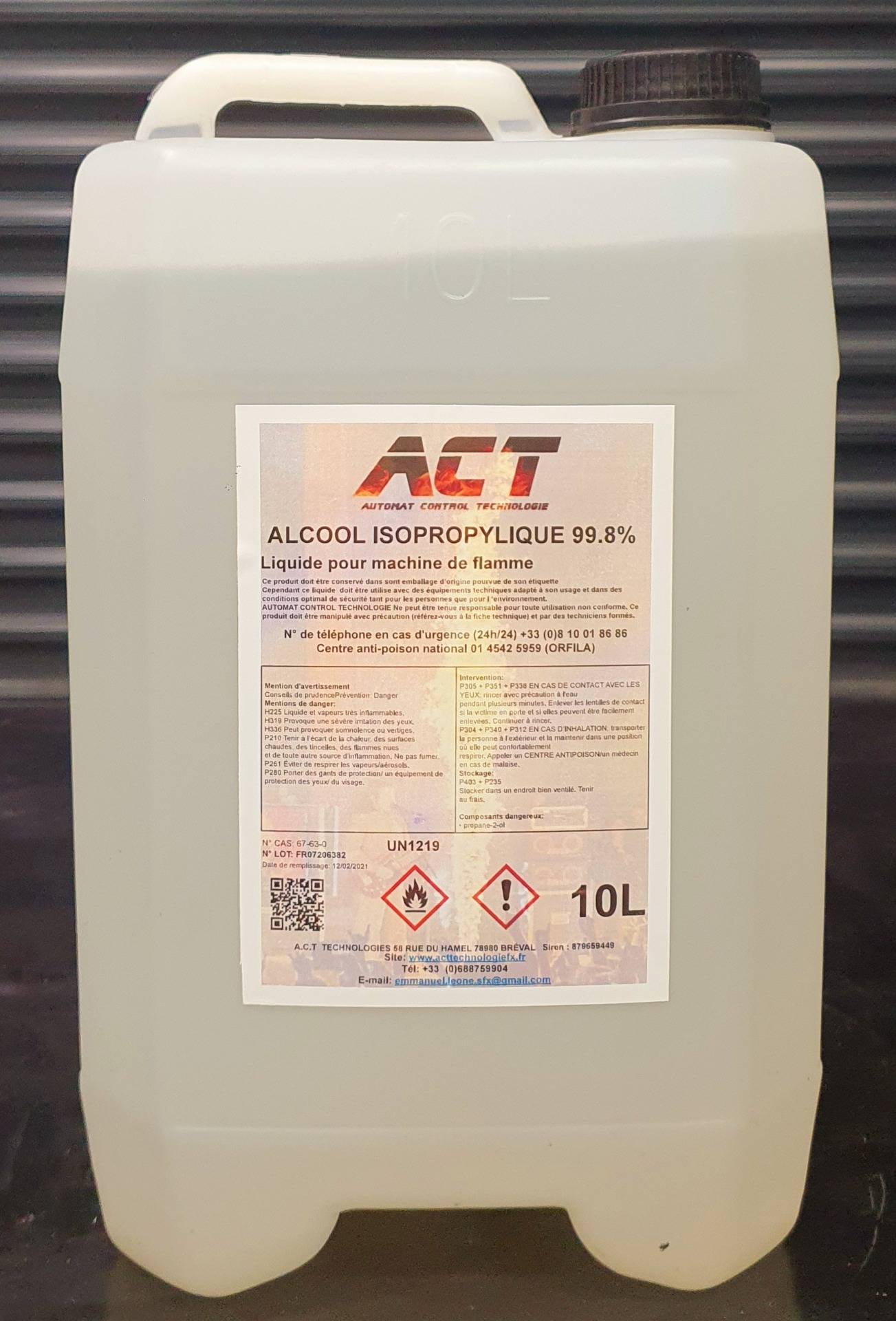 Alcool isopropylique 99.9% 10 litres